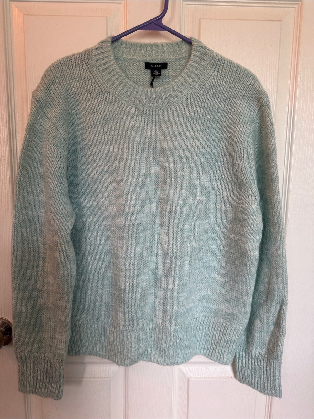 Halogen Light Aqua Crewneck Sweater
